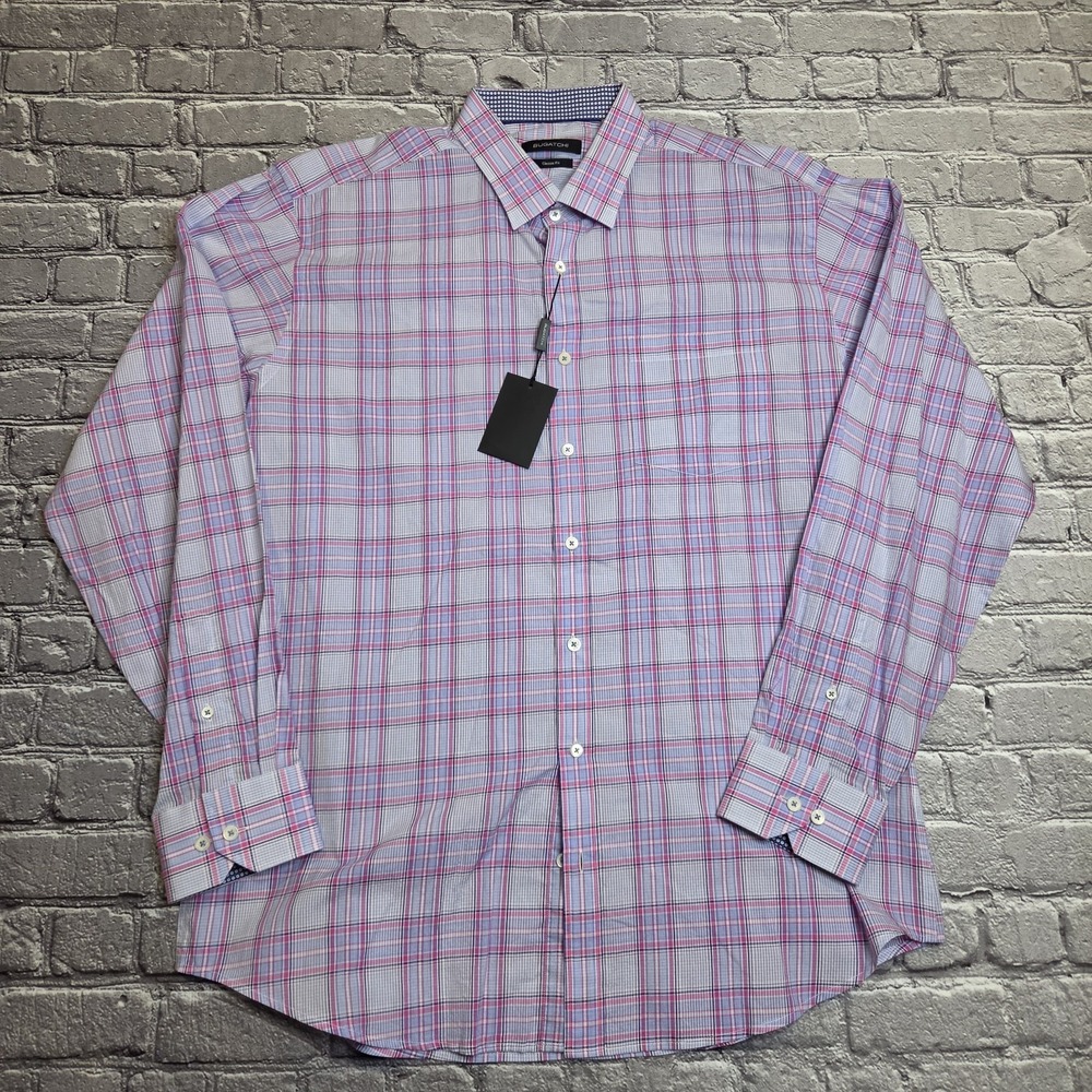 NWT Classic Fit Multi Color Plaid Long Sleeve Shirt from Bugatchi, Size Xlarge